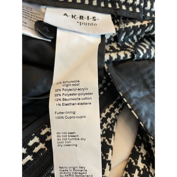 NWT Akris Punto Woman's Black Cashew Houndstooth Trousers With Pockets Size14 - Picture 12 of 15